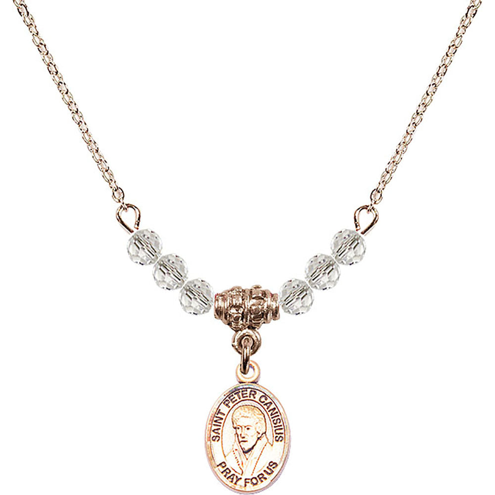 14kt Gold Filled Saint Peter Canisius Birthstone Necklace with Crystal Beads - 9393