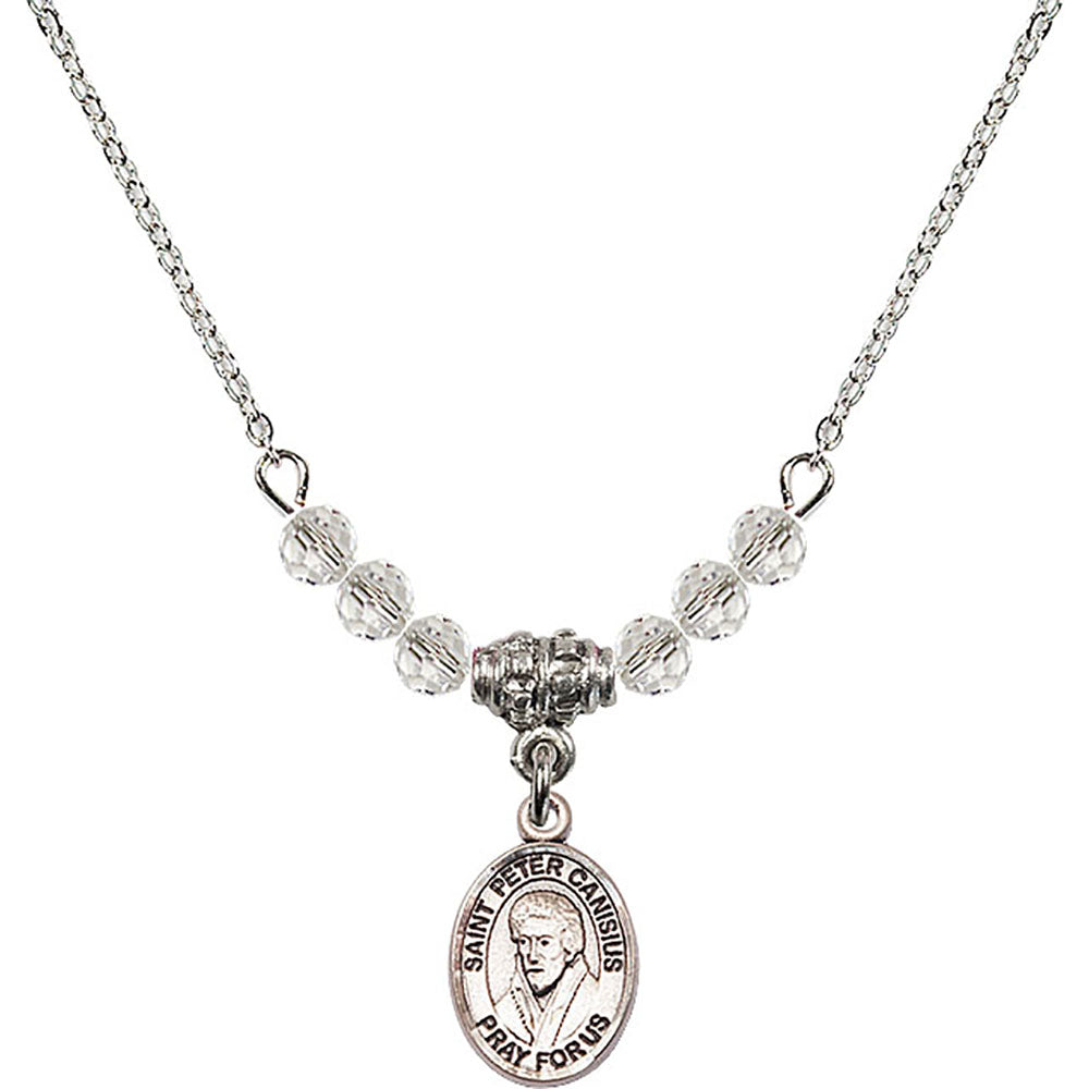 Sterling Silver Saint Peter Canisius Birthstone Necklace with Crystal Beads - 9393
