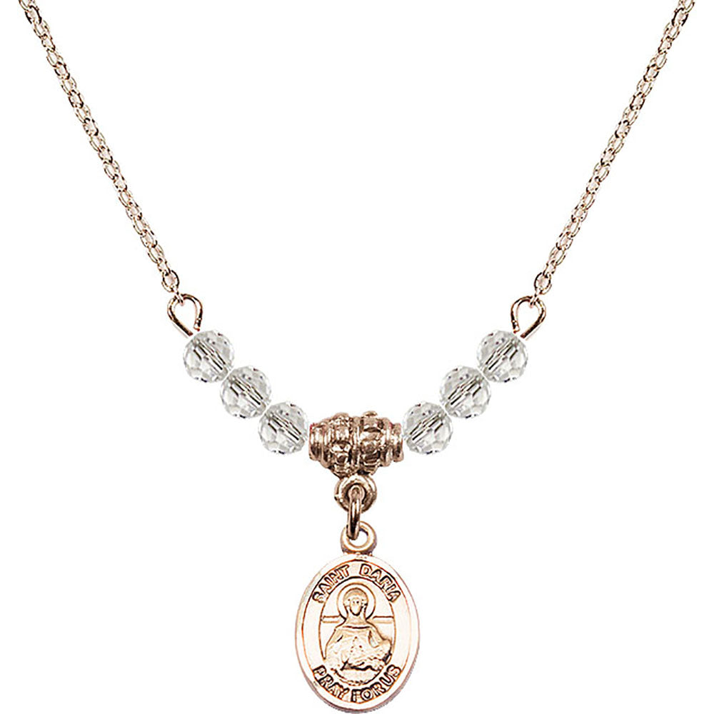 14kt Gold Filled Saint Daria Birthstone Necklace with Crystal Beads - 9396