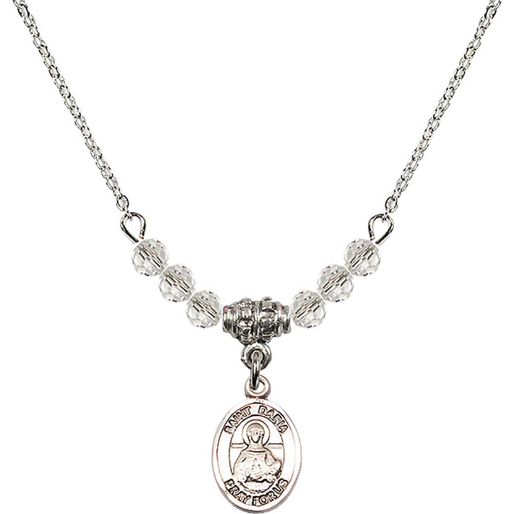 Sterling Silver Saint Daria Birthstone Necklace with Crystal Beads - 9396