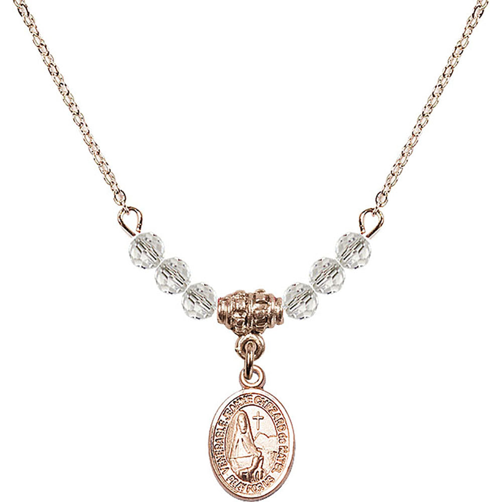 14kt Gold Filled Saint Jeanne Chezard de Matel Birthstone Necklace with Crystal Beads - 9401