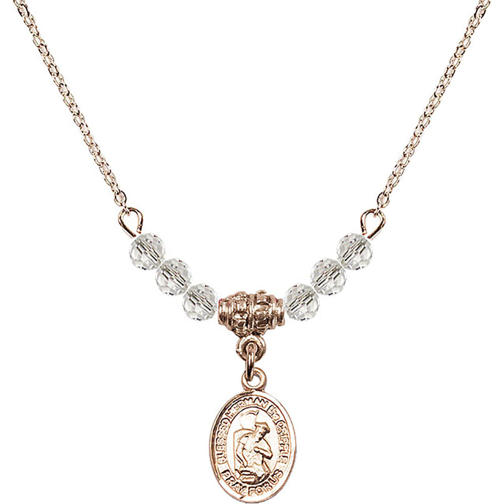 14kt Gold Filled Blessed Herman the Cripple Birthstone Necklace with Crystal Beads - 9403