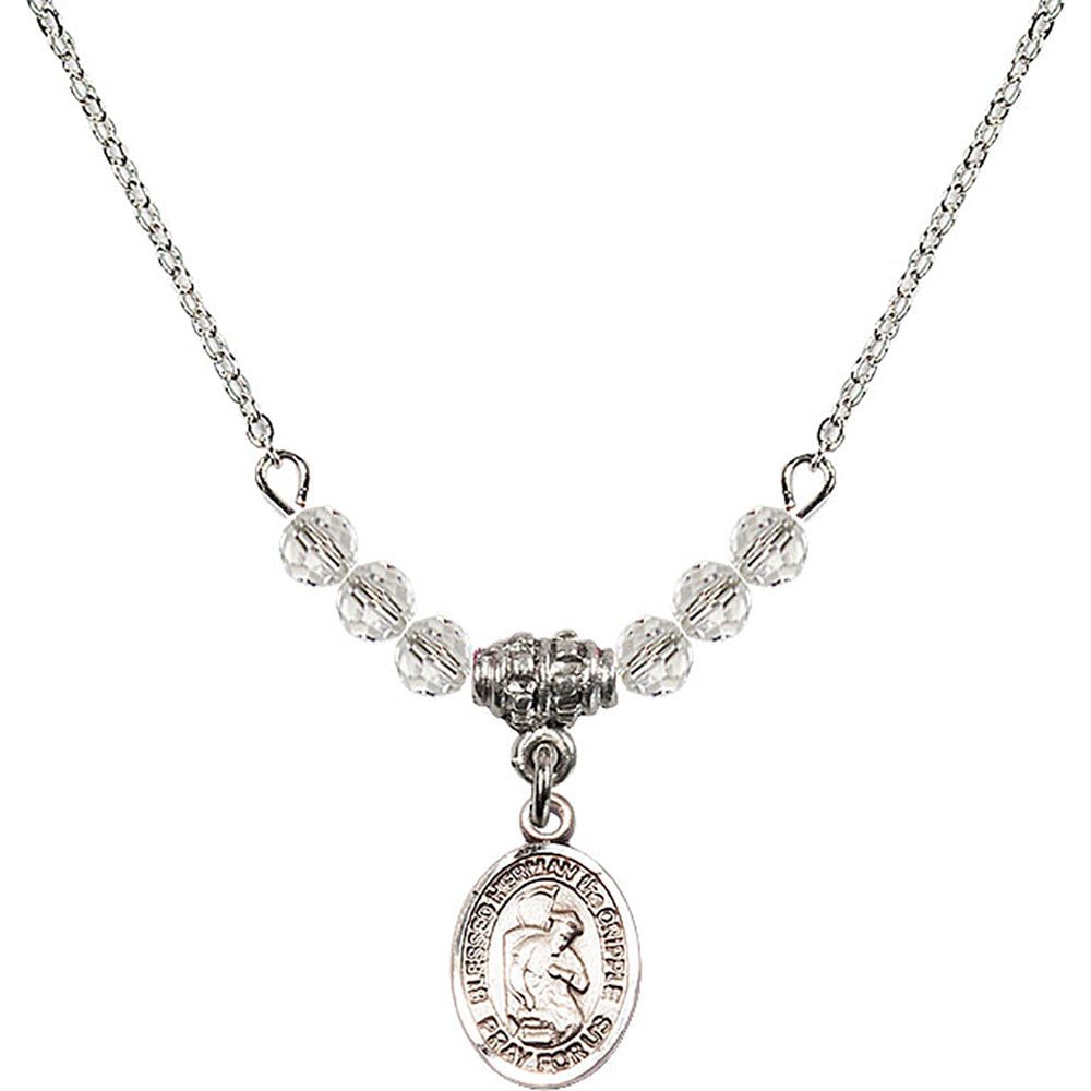 Sterling Silver Blessed Herman the Cripple Birthstone Necklace with Crystal Beads - 9403