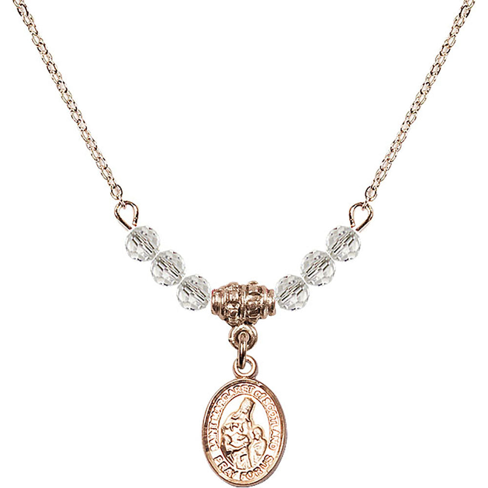 14kt Gold Filled Saint Margaret of Scotland Birthstone Necklace with Crystal Beads - 9407