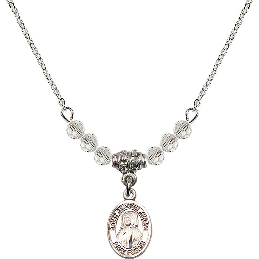 Sterling Silver Saint Jeanne Jugan Birthstone Necklace with Crystal Beads - 9409