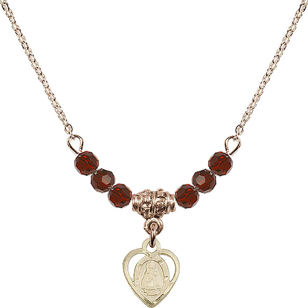 14kt Gold Filled Infant Birthstone Necklace with Garnet Beads - 5413