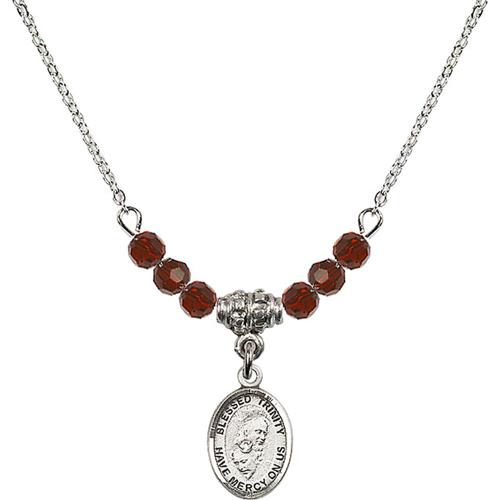 Sterling Silver Blessed Trinity Birthstone Necklace with Garnet Beads - 9249