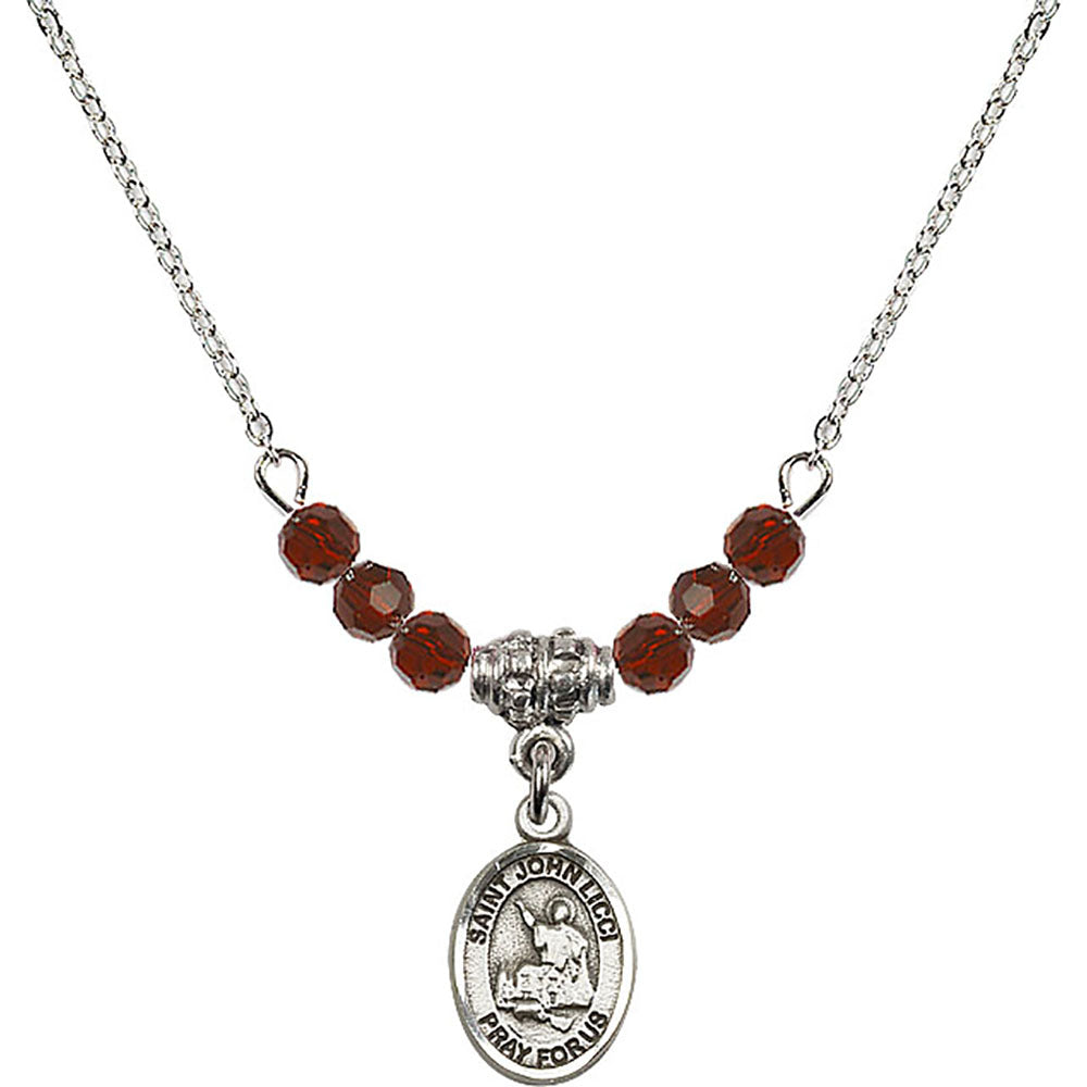 Sterling Silver Saint John Licci Birthstone Necklace with Garnet Beads - 9358