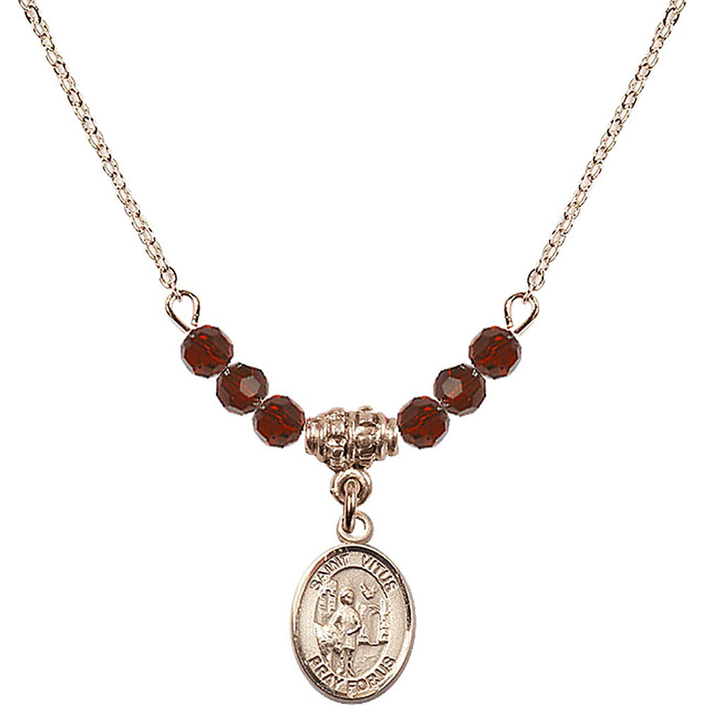 14kt Gold Filled Saint Vitus Birthstone Necklace with Garnet Beads - 9368