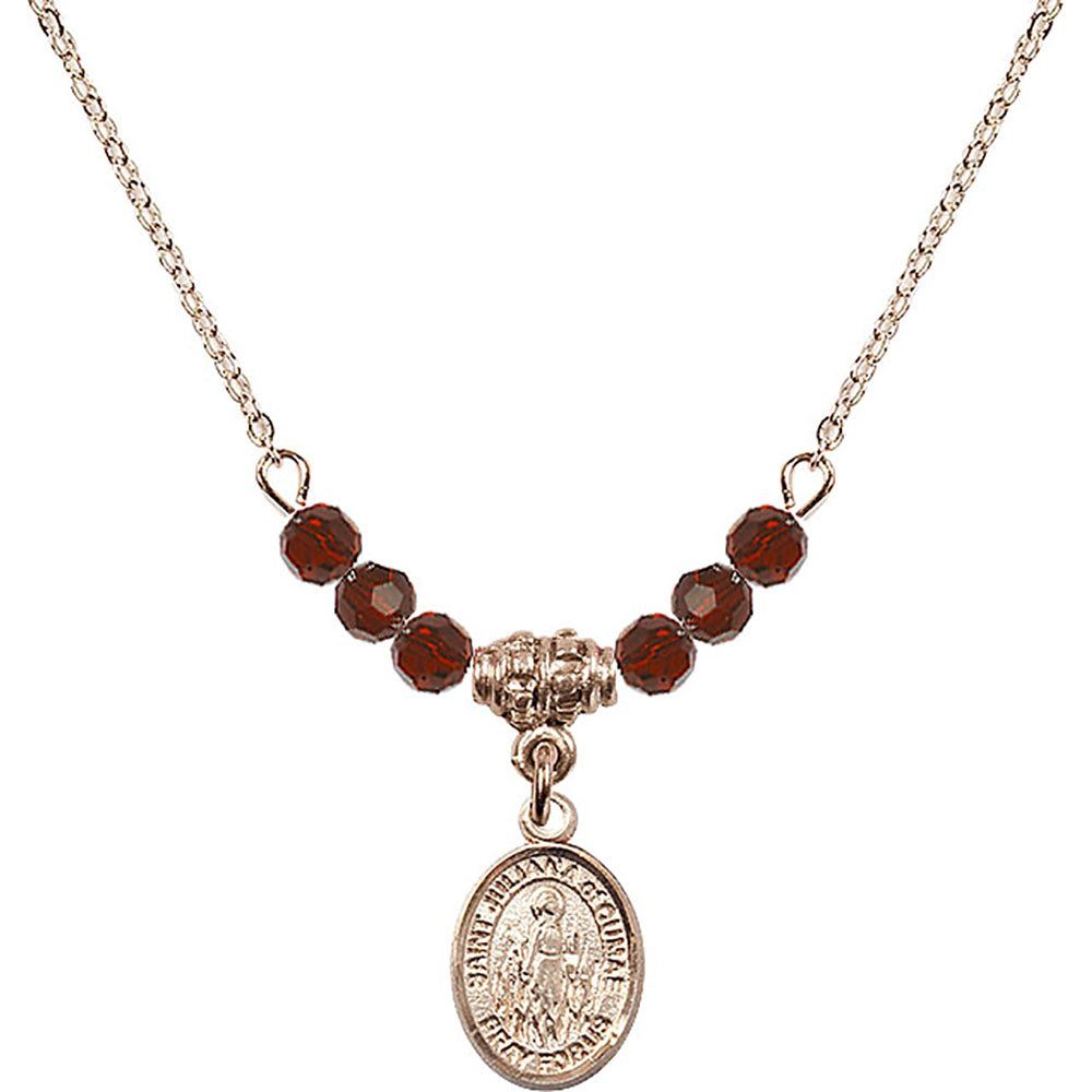 14kt Gold Filled Saint Juliana of Cumae Birthstone Necklace with Garnet Beads - 9372
