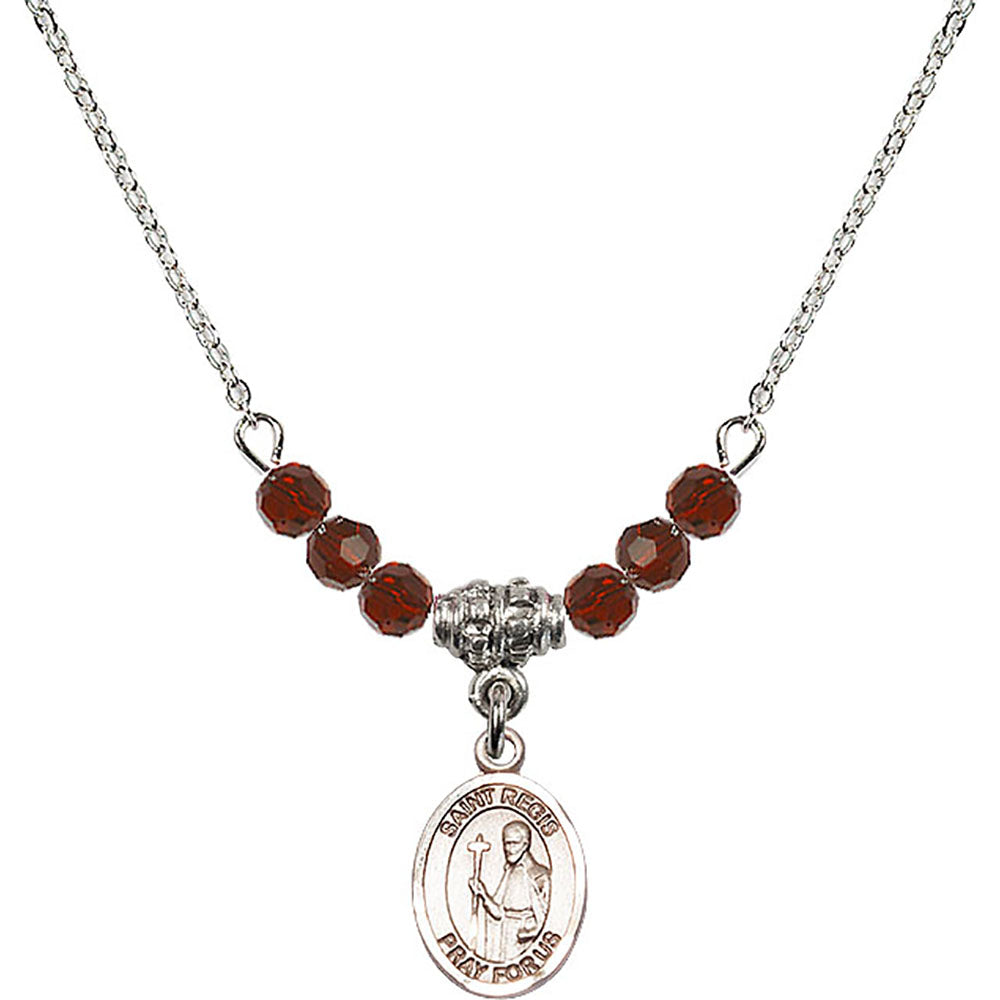 Sterling Silver Saint Regis Birthstone Necklace with Garnet Beads - 9380