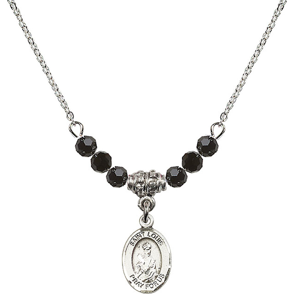 Sterling Silver Saint Louis Birthstone Necklace with Jet Beads - 9081