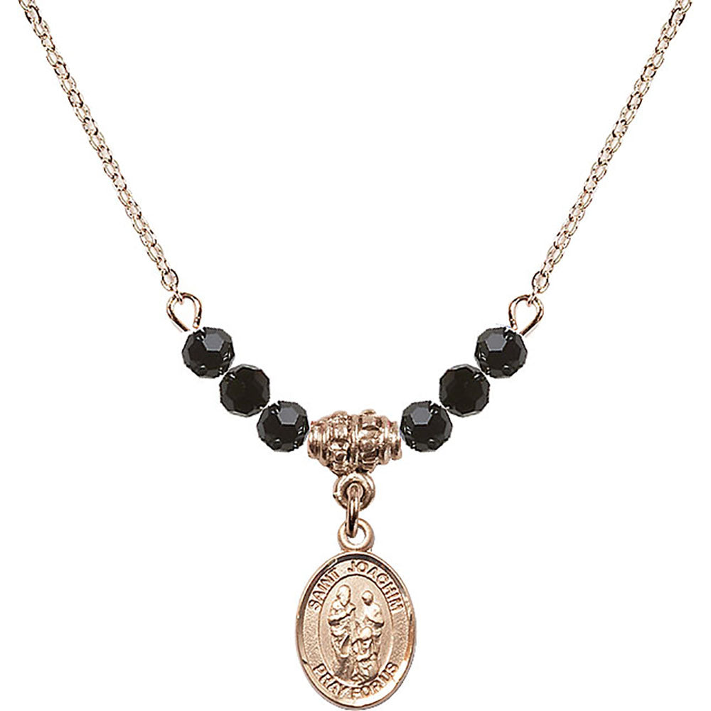 14kt Gold Filled Saint Joachim Birthstone Necklace with Jet Beads - 9348