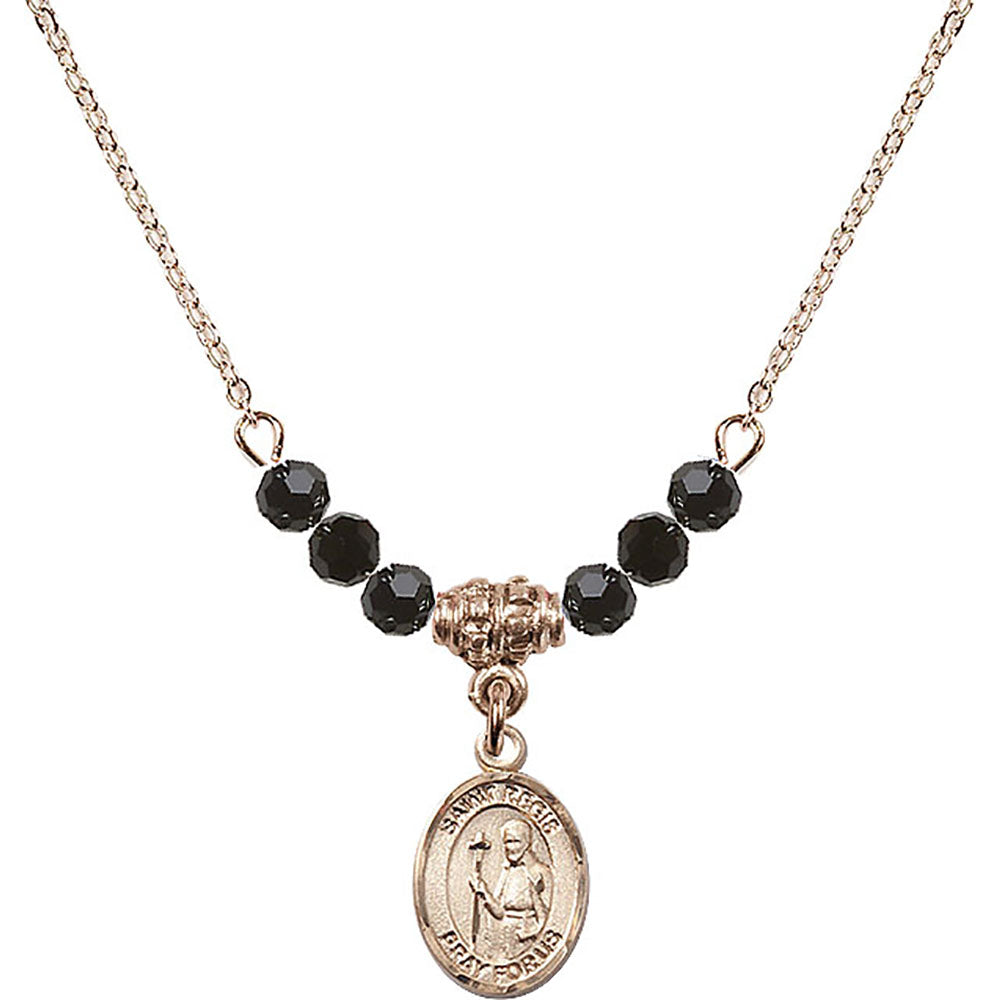 14kt Gold Filled Saint Regis Birthstone Necklace with Jet Beads - 9380