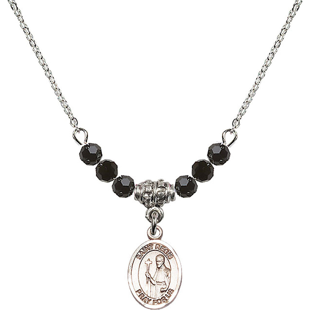 Sterling Silver Saint Regis Birthstone Necklace with Jet Beads - 9380