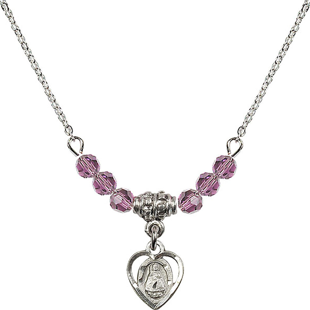 Sterling Silver Infant Birthstone Necklace with Light Amethyst Beads - 5413