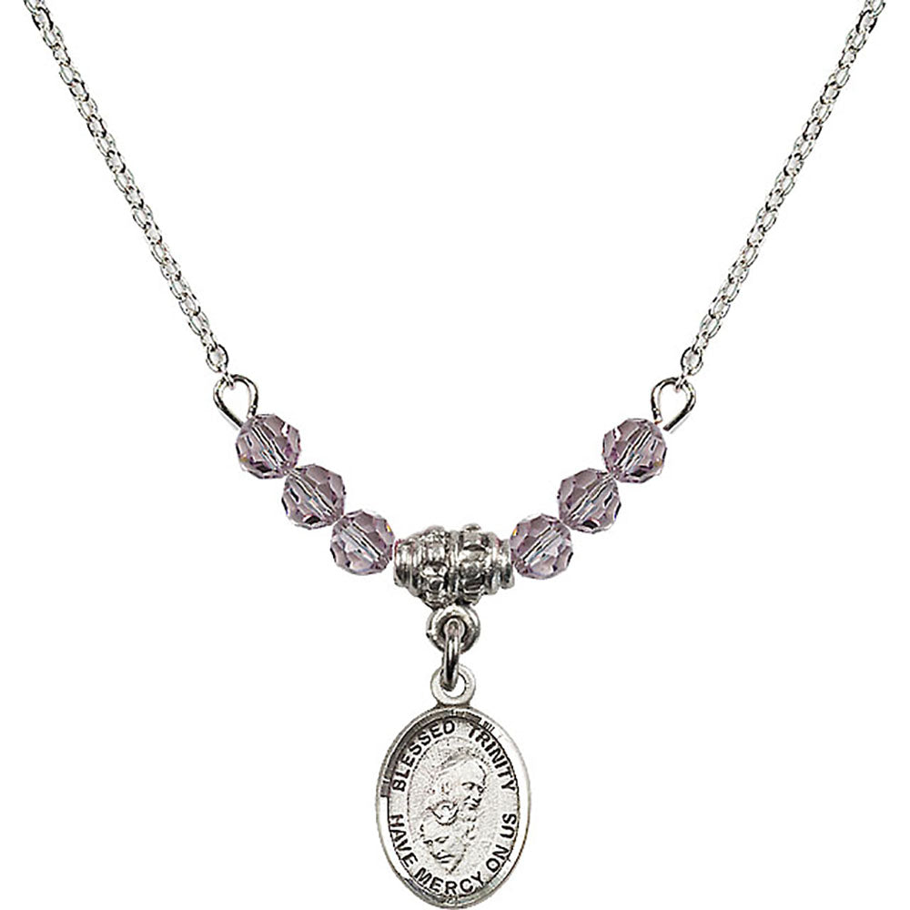 Sterling Silver Blessed Trinity Birthstone Necklace with Light Amethyst Beads - 9249