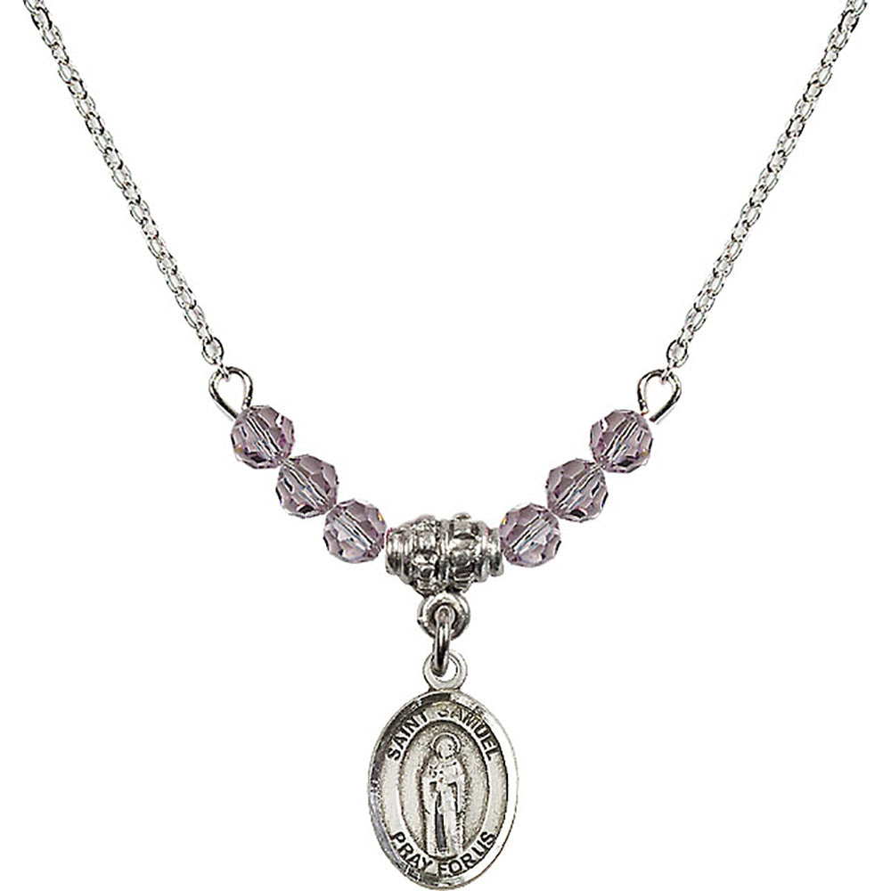 Sterling Silver Saint Samuel Birthstone Necklace with Light Amethyst Beads - 9259