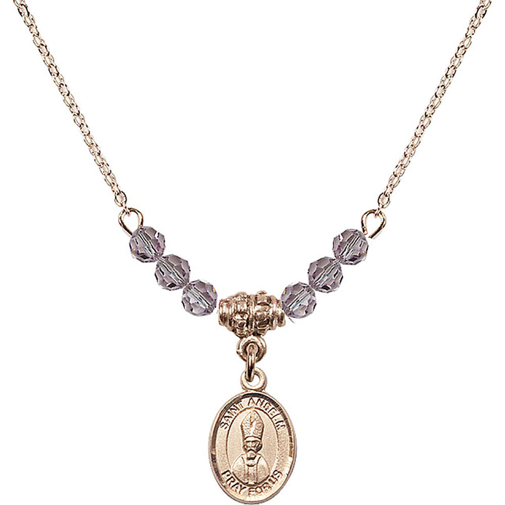 14kt Gold Filled Saint Anselm of Canterbury Birthstone Necklace with Light Amethyst Beads - 9342