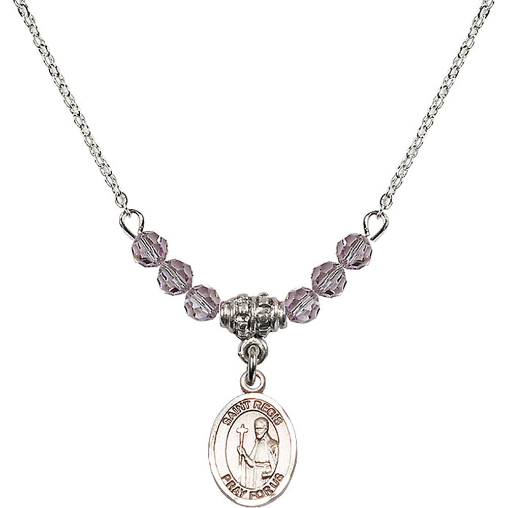 Sterling Silver Saint Regis Birthstone Necklace with Light Amethyst Beads - 9380
