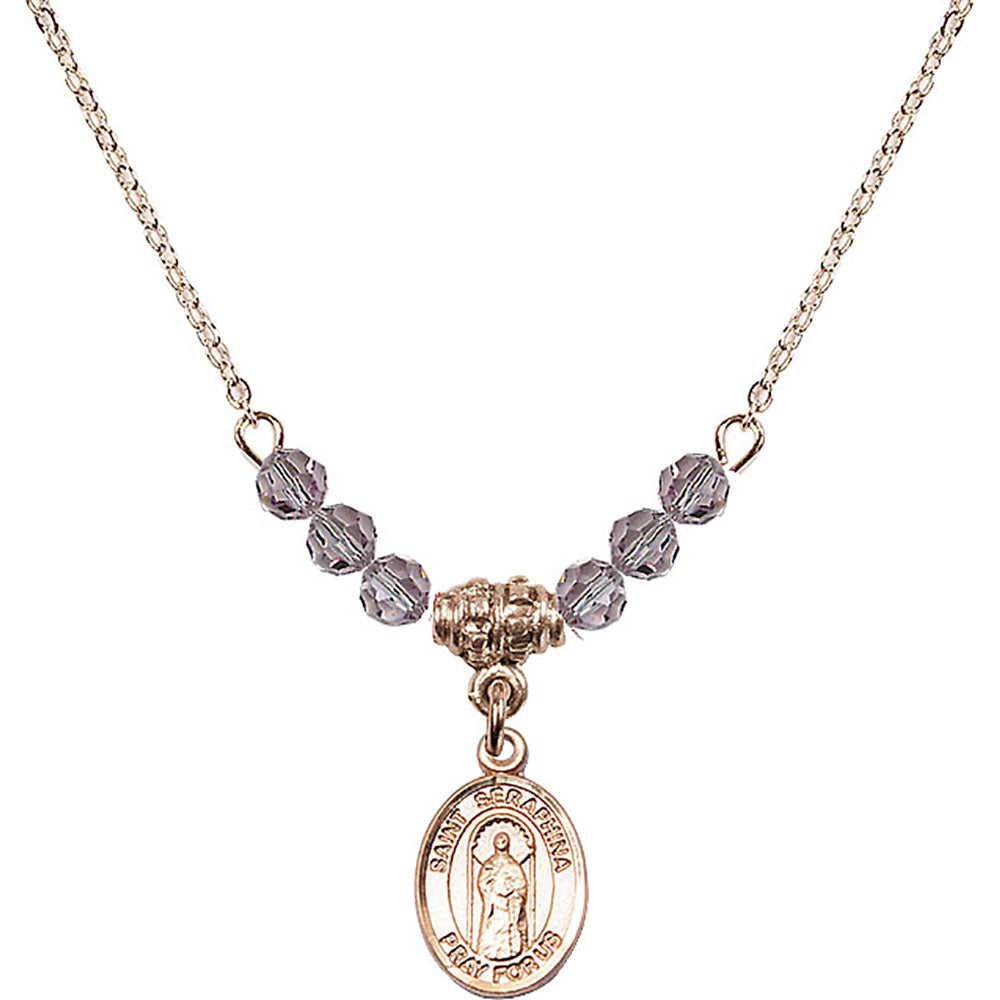 14kt Gold Filled Saint Seraphina Birthstone Necklace with Light Amethyst Beads - 9405