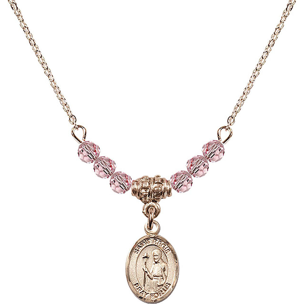 14kt Gold Filled Saint Regis Birthstone Necklace with Light Rose Beads - 9380