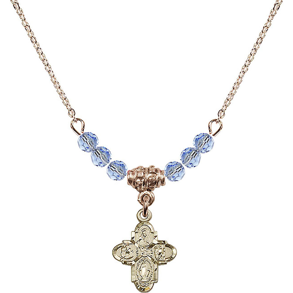 14kt Gold Filled 4-Way Birthstone Necklace with Light Sapphire Beads - 3143