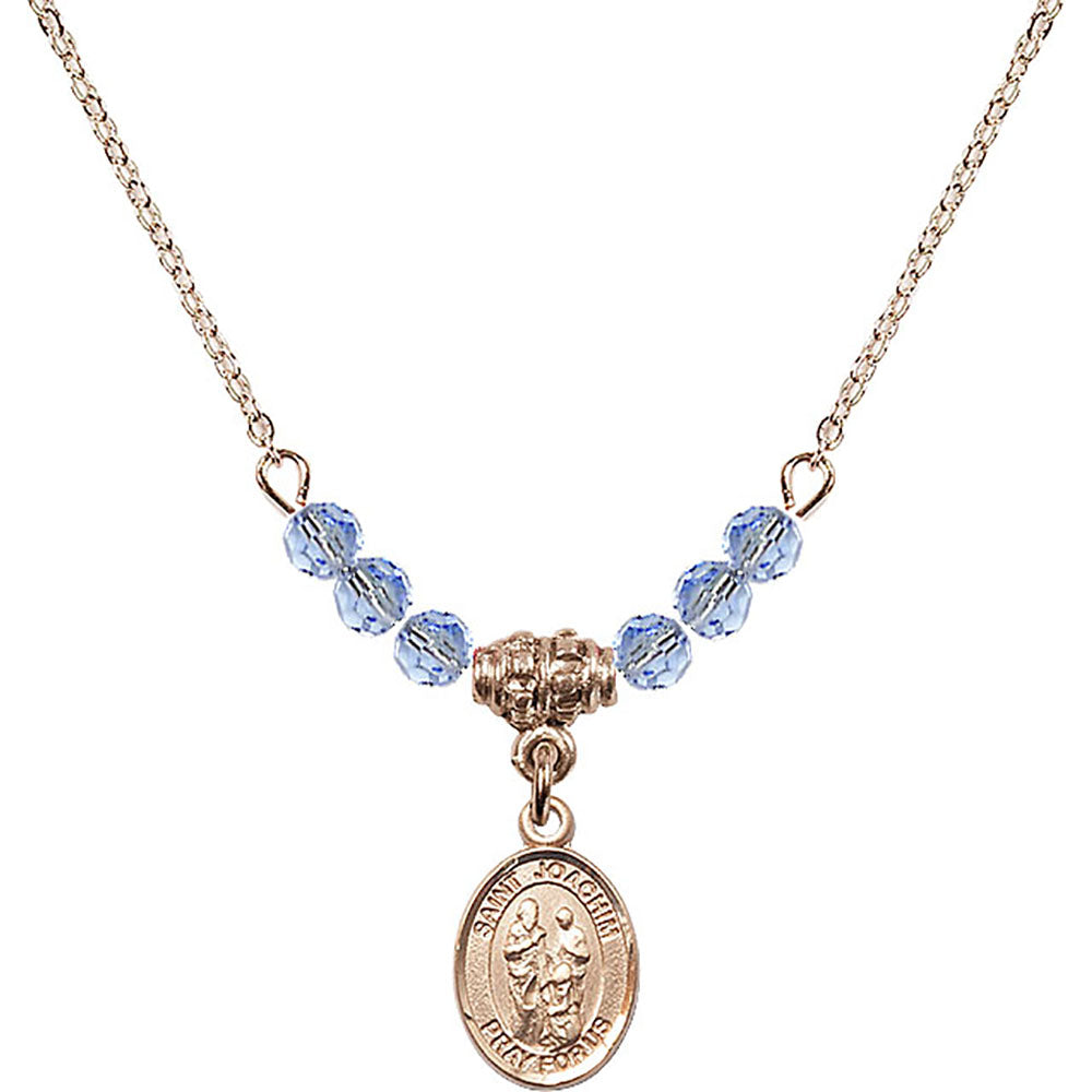 14kt Gold Filled Saint Joachim Birthstone Necklace with Light Sapphire Beads - 9348