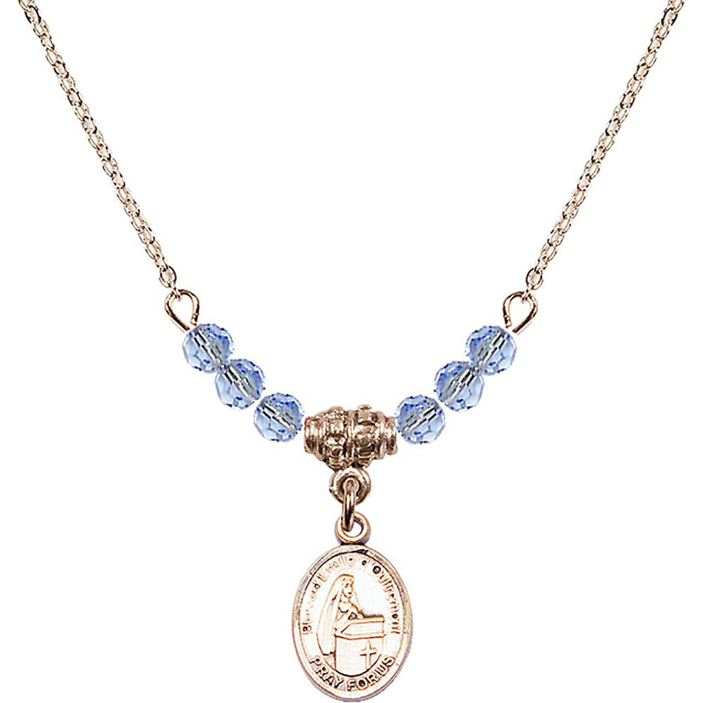 14kt Gold Filled Blessed Emilee Doultremont Birthstone Necklace with Light Sapphire Beads - 9390