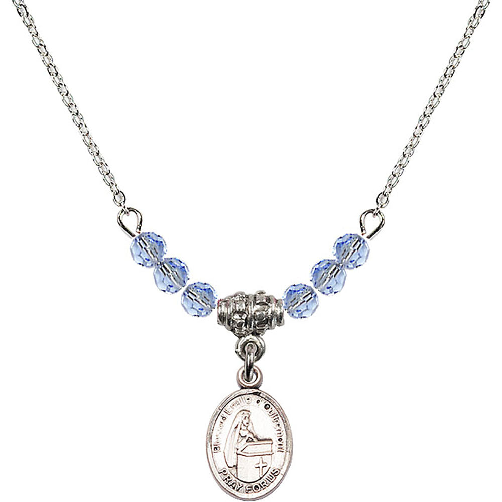 Sterling Silver Blessed Emilee Doultremont Birthstone Necklace with Light Sapphire Beads - 9390