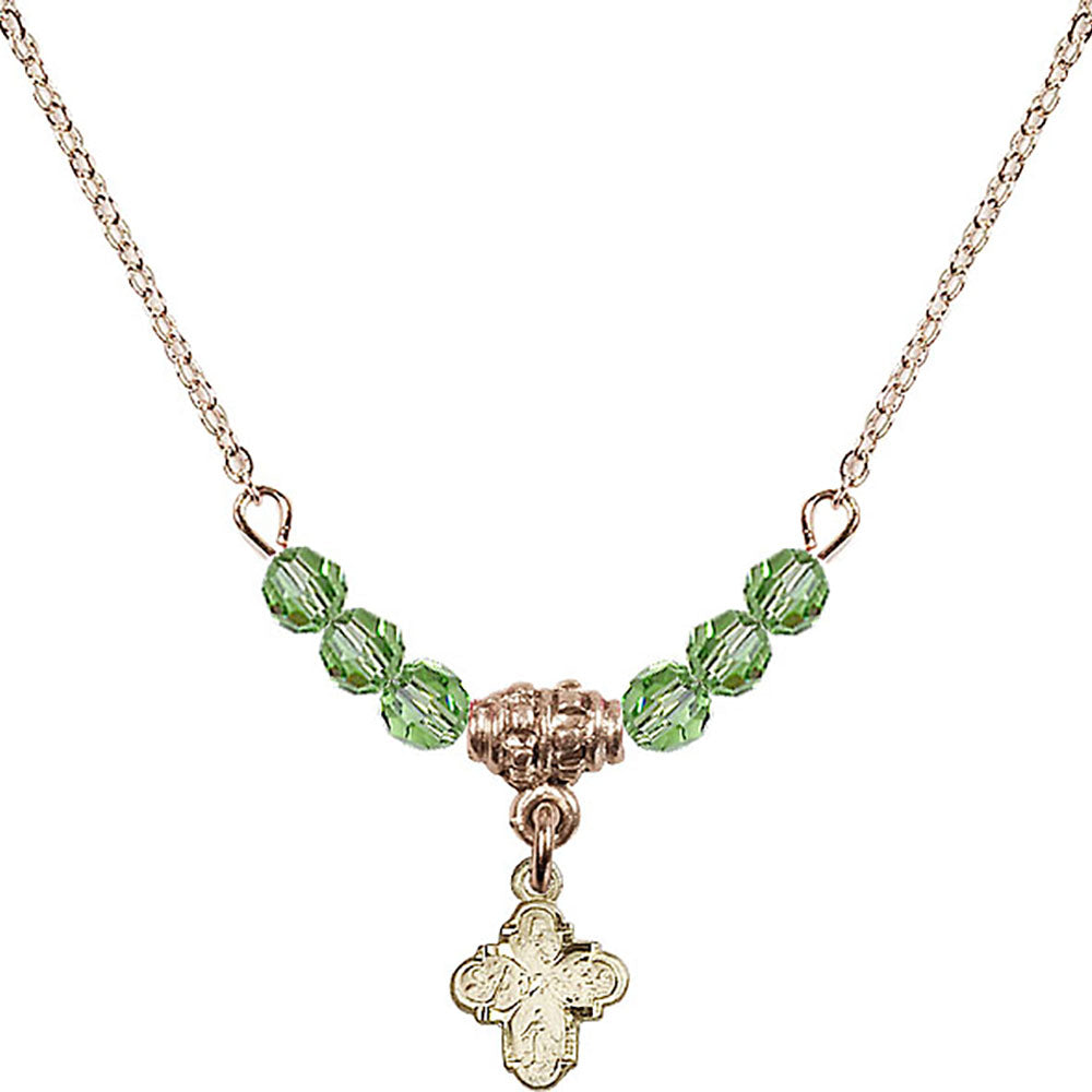 14kt Gold Filled 4-Way Birthstone Necklace with Peridot Beads - 0207