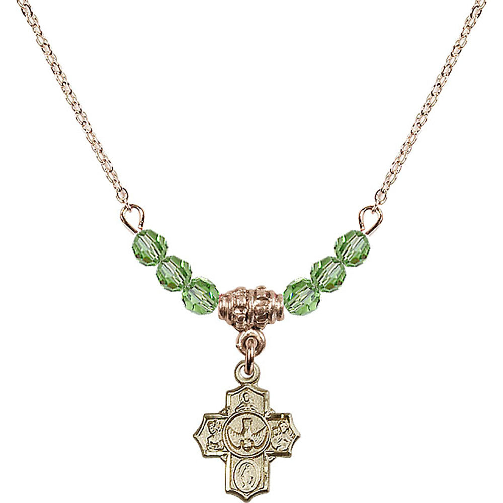 14kt Gold Filled 5-Way Birthstone Necklace with Peridot Beads - 3190