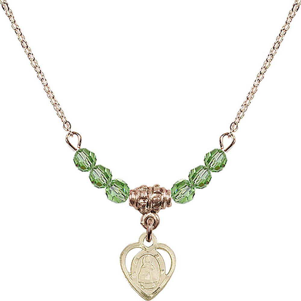14kt Gold Filled Infant Birthstone Necklace with Peridot Beads - 5413