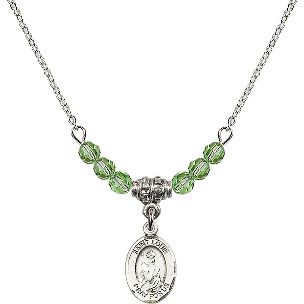 Sterling Silver Saint Louis Birthstone Necklace with Peridot Beads - 9081