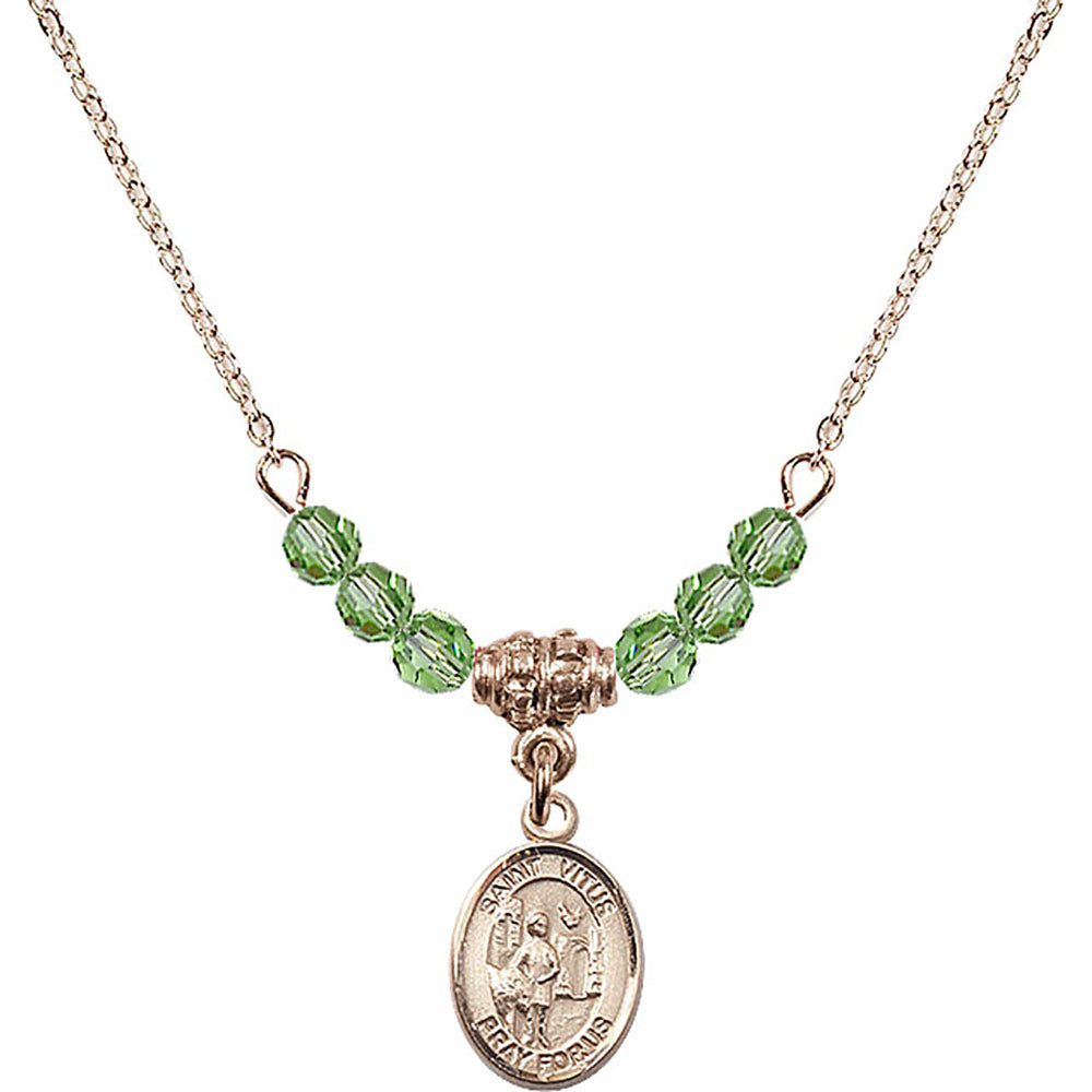 14kt Gold Filled Saint Vitus Birthstone Necklace with Peridot Beads - 9368