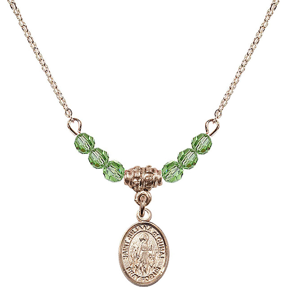 14kt Gold Filled Saint Juliana of Cumae Birthstone Necklace with Peridot Beads - 9372