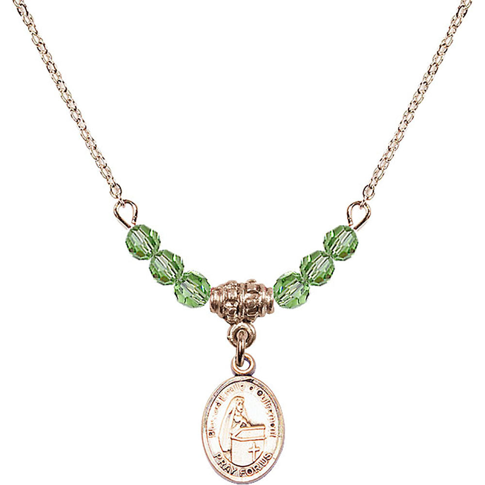 14kt Gold Filled Blessed Emilee Doultremont Birthstone Necklace with Peridot Beads - 9390