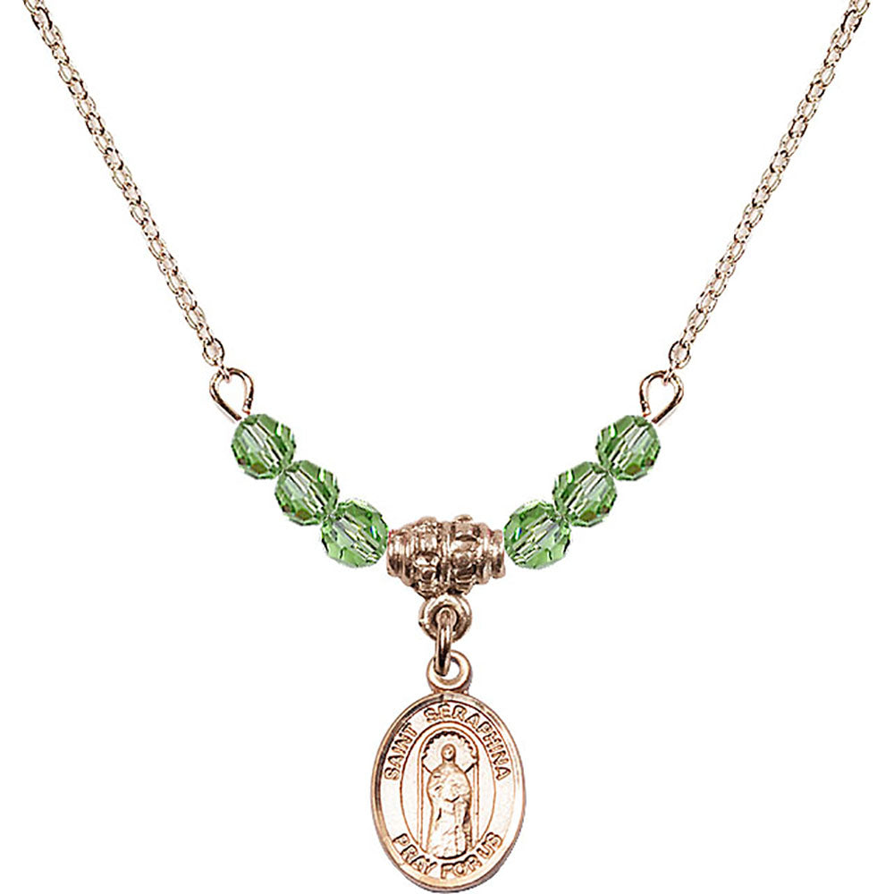 14kt Gold Filled Saint Seraphina Birthstone Necklace with Peridot Beads - 9405