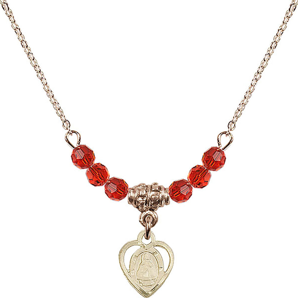 14kt Gold Filled Infant Birthstone Necklace with Ruby Beads - 5413
