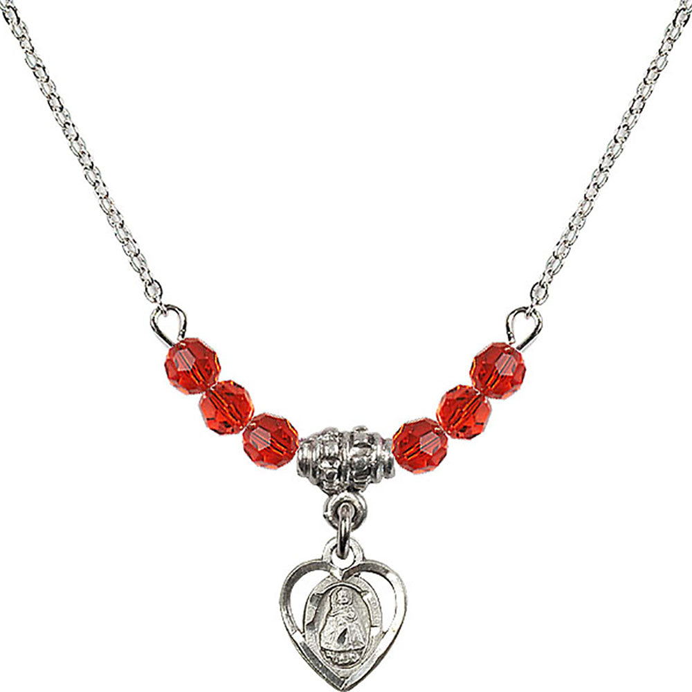Sterling Silver Infant Birthstone Necklace with Ruby Beads - 5413