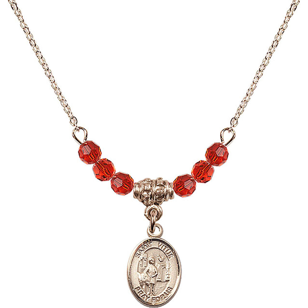 14kt Gold Filled Saint Vitus Birthstone Necklace with Ruby Beads - 9368