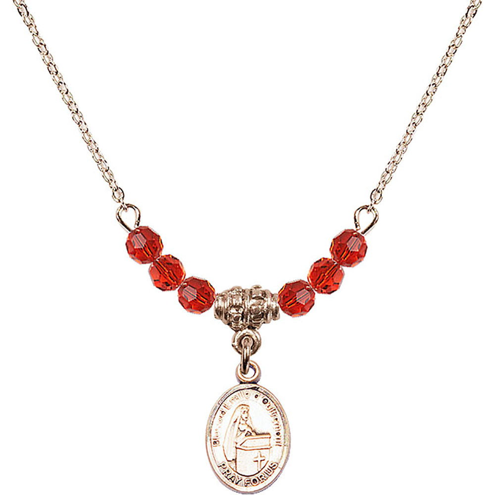 14kt Gold Filled Blessed Emilee Doultremont Birthstone Necklace with Ruby Beads - 9390