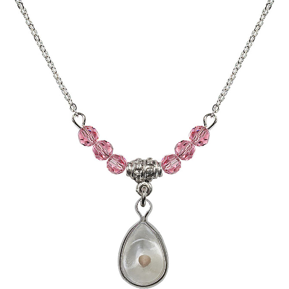 Sterling Silver Mustard Seed Birthstone Necklace with Rose Beads - 1700