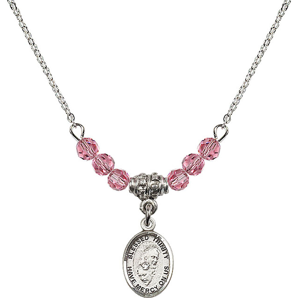 Sterling Silver Blessed Trinity Birthstone Necklace with Rose Beads - 9249