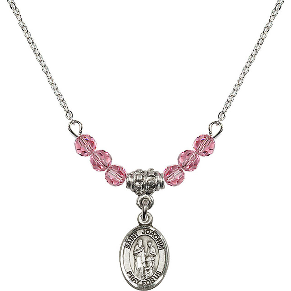 Sterling Silver Saint Joachim Birthstone Necklace with Rose Beads - 9348