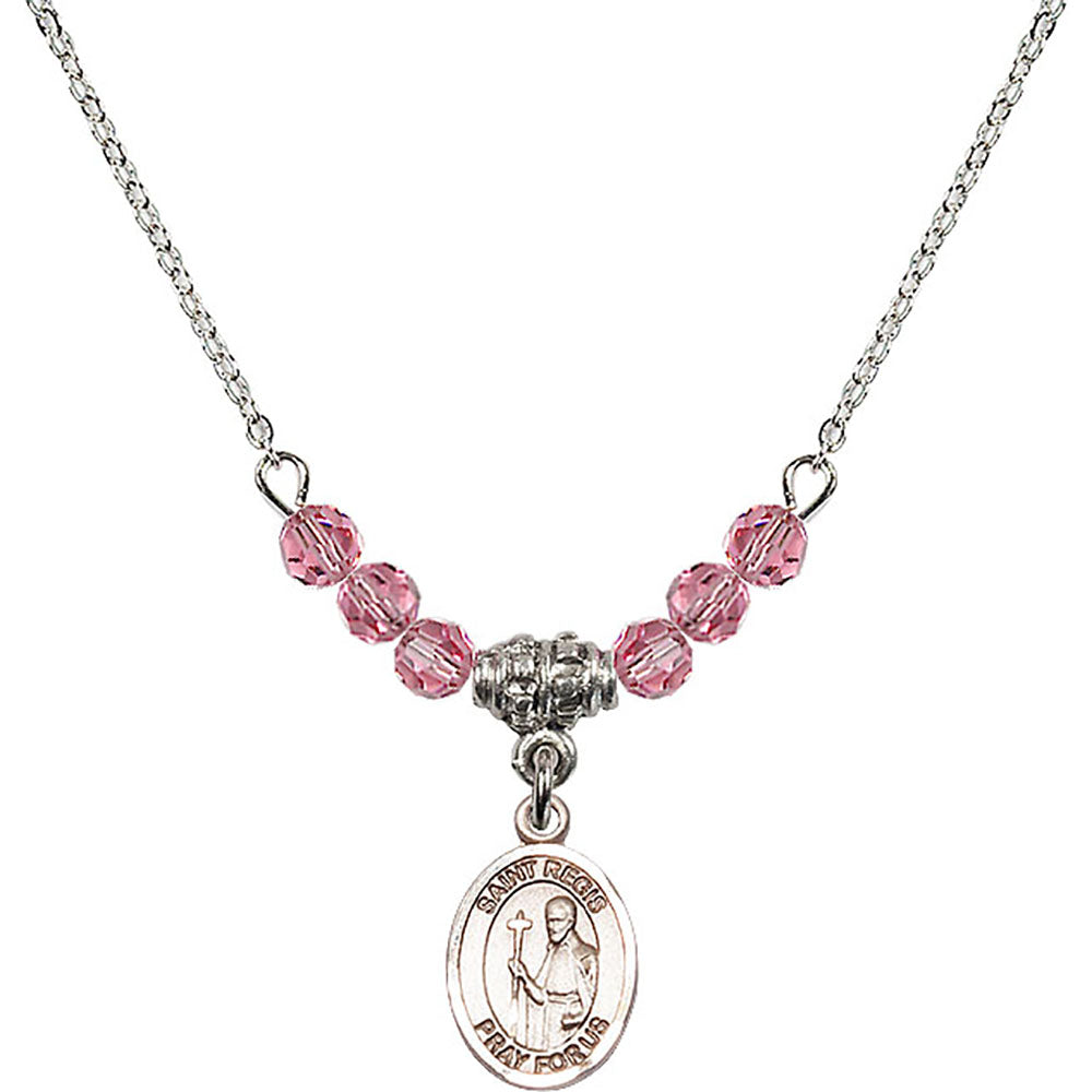 Sterling Silver Saint Regis Birthstone Necklace with Rose Beads - 9380