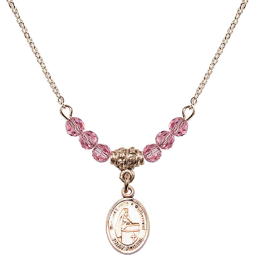 14kt Gold Filled Blessed Emilee Doultremont Birthstone Necklace with Rose Beads - 9390