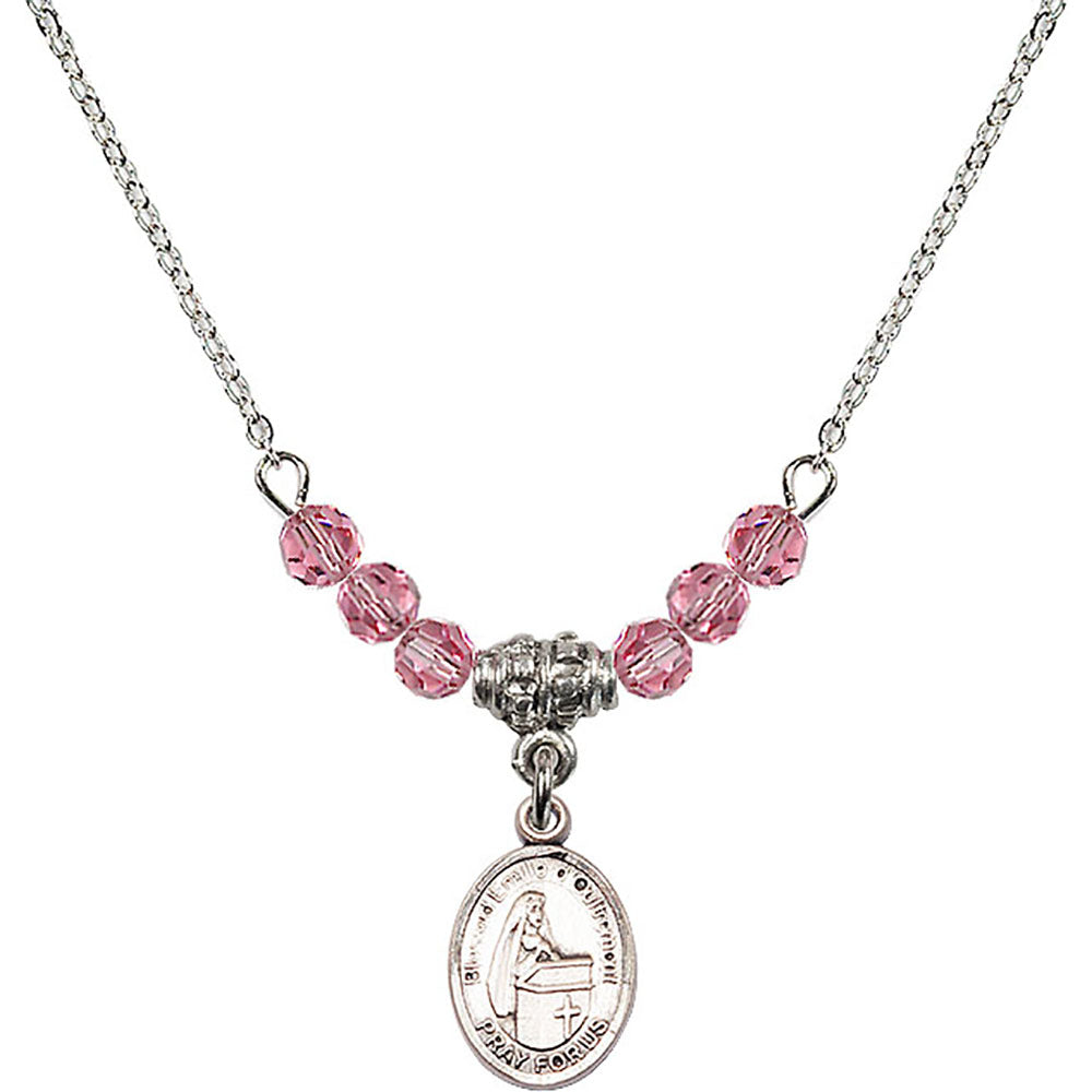Sterling Silver Blessed Emilee Doultremont Birthstone Necklace with Rose Beads - 9390