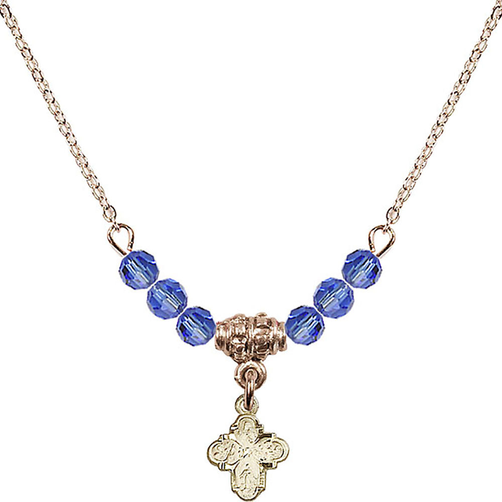 14kt Gold Filled 4-Way Birthstone Necklace with Sapphire Beads - 0207