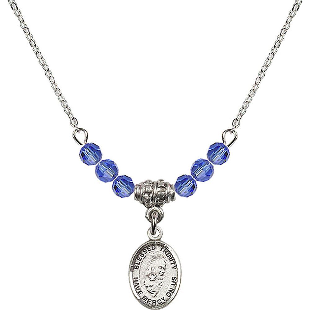 Sterling Silver Blessed Trinity Birthstone Necklace with Sapphire Beads - 9249